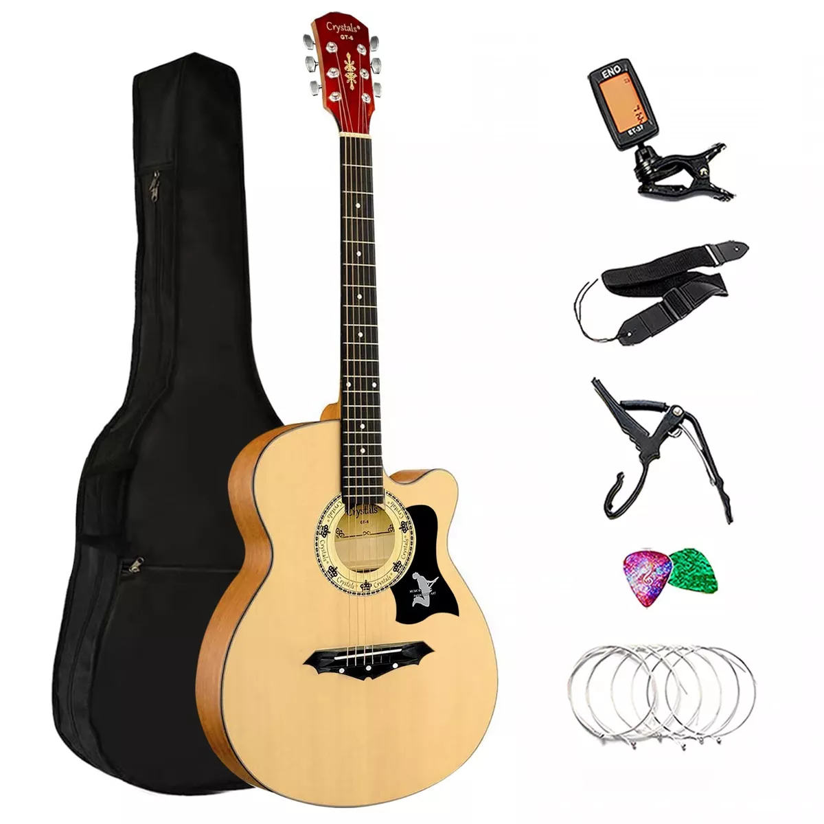 CLASSIC ACOUSTIC GUITAR 6 STRING PACK BOYS GIRLS MUSIC GUITAR 4/4 SIZE 38