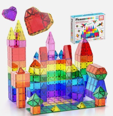 PicassoTiles Magnetspielzeug 60 Teile für Kinder bunt lustig