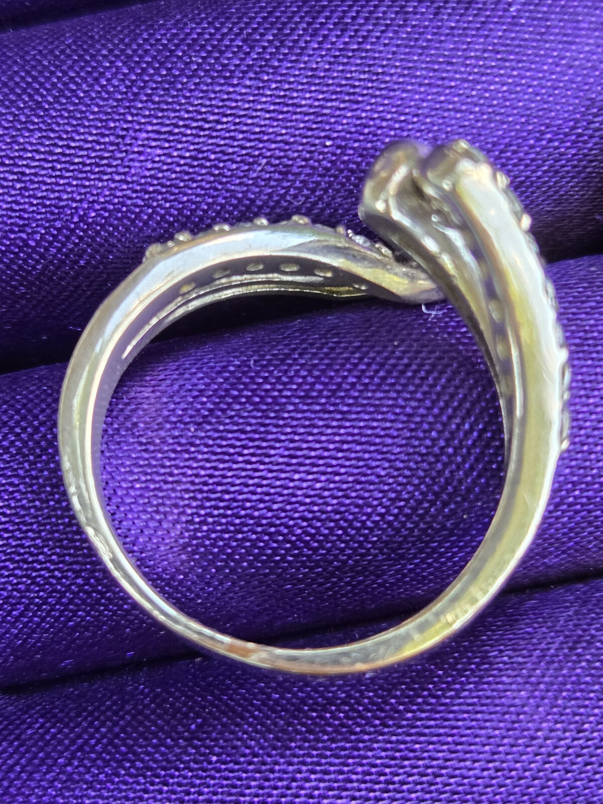 Complex Silvertone Ring Split Double Band Plain &… - image 16