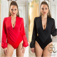 Body Bluse Langarm Koucla Damen  Body Shirt Wickellook Sofya-Fashion Gr: S/M/L