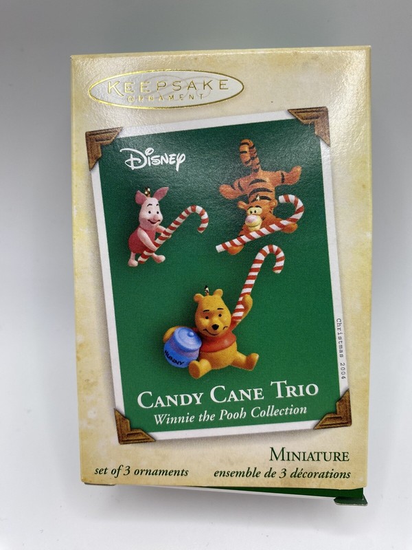 Hallmark Keepsake 2004 Candy Cane Trio-Winnie The Pooh, Tigger, Piglet-NEW-READ