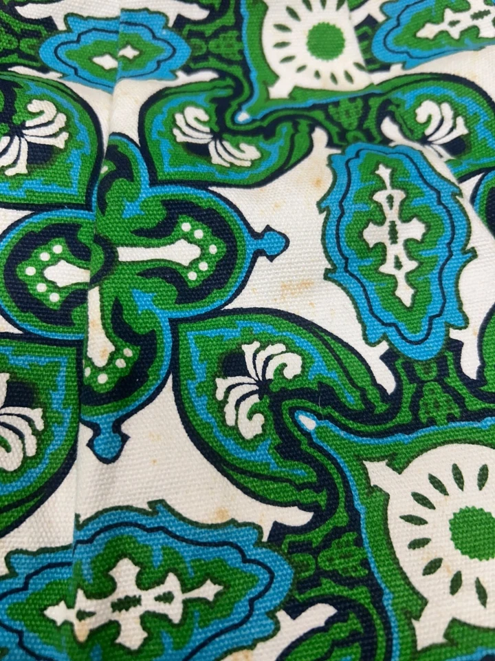 Bolso clutch vintage antiguo con marco de madera azul marino con patrón floral verde y azul Foto 4 de 4