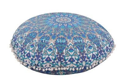 Bohemian Round Mandala Throw Pillow Cover With Insert Meditation
