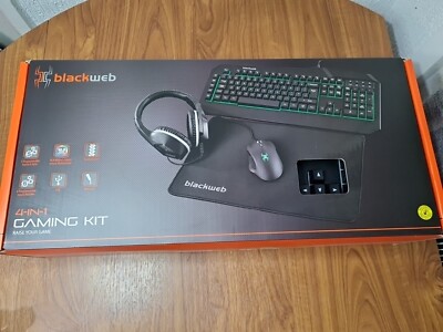 Black Web 4 in 1 Gaming Kit, Gaming Tastatur, Maus, Matte & Headset