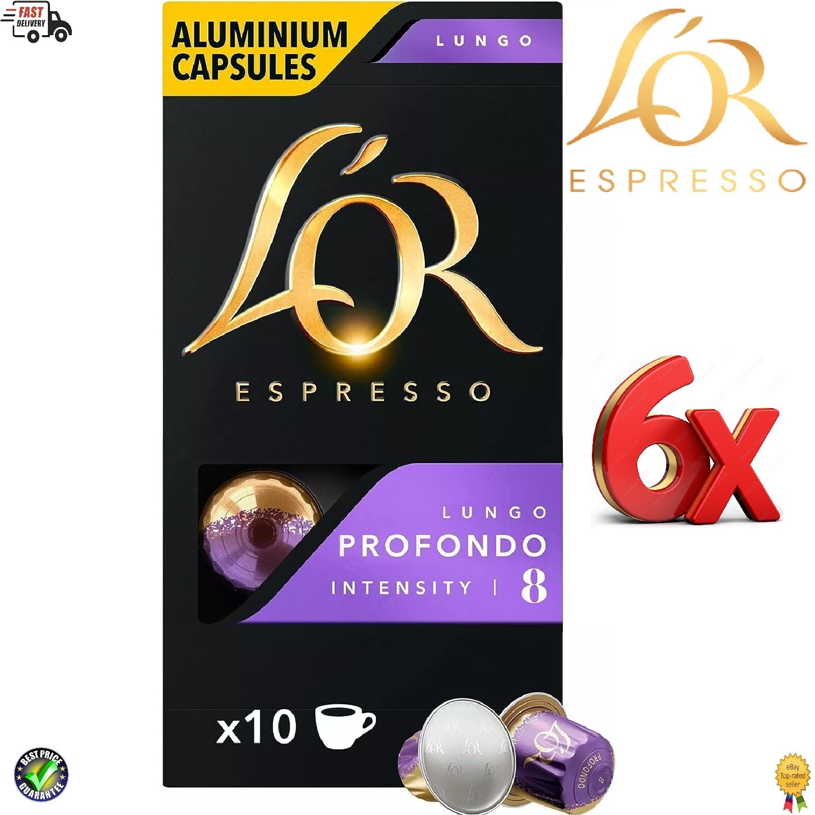 L'Or Espresso - Estuche 10 Cápsulas Café Lungo Profondo Intensidad 8 Compatibles Con Máquinas En Oferta Cápsulas De Café Lor Lungo Profondo (6 Paquetes = 60 Cápsulas) Compatibles Con Nespresso