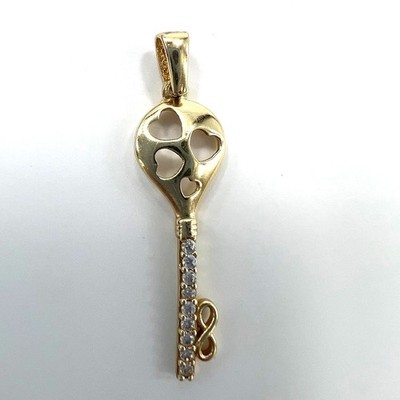 Neu 14K Gold Anhänger Ein schlüsselförmiger Anhänger, der einem Herz mit Unendlichkeit ähnelt
