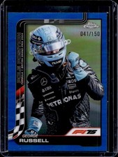 2025 Topps Chrome F1 George Russell Blue Refractor Pole Position #/150
