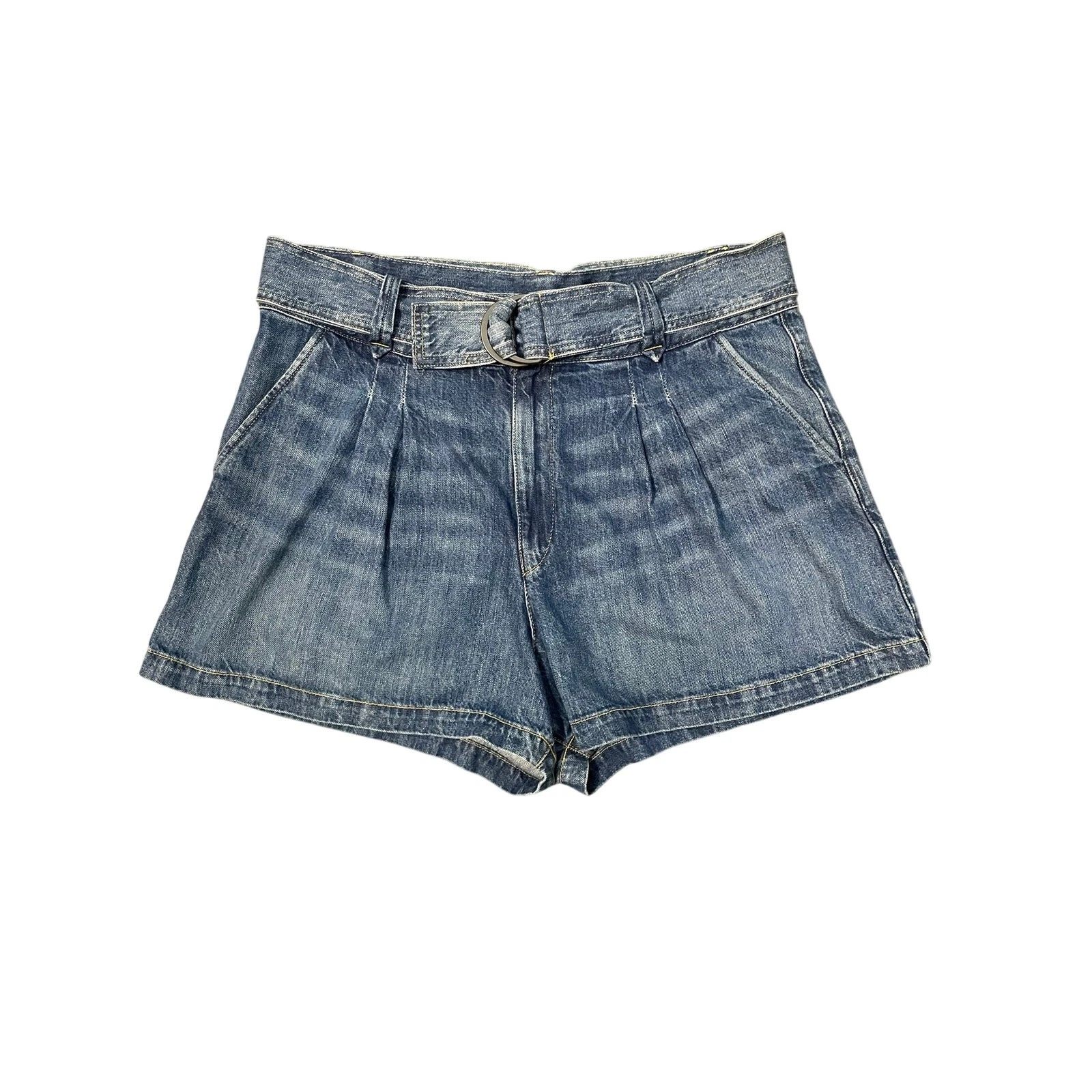 Women’s ABLE Wanda Belted Denim Shorts Medium Wash High Rise Pleated Size 10
Opens in a new window o