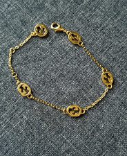 Gucci Gold Tone Chain Bracelet Interlocking GG Logo Bracelet Jewelry Designer