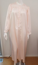 VTG Christian Dior Pale Pink Long Sleeve Lace Trim Night Gown S/M Neiman Marcus