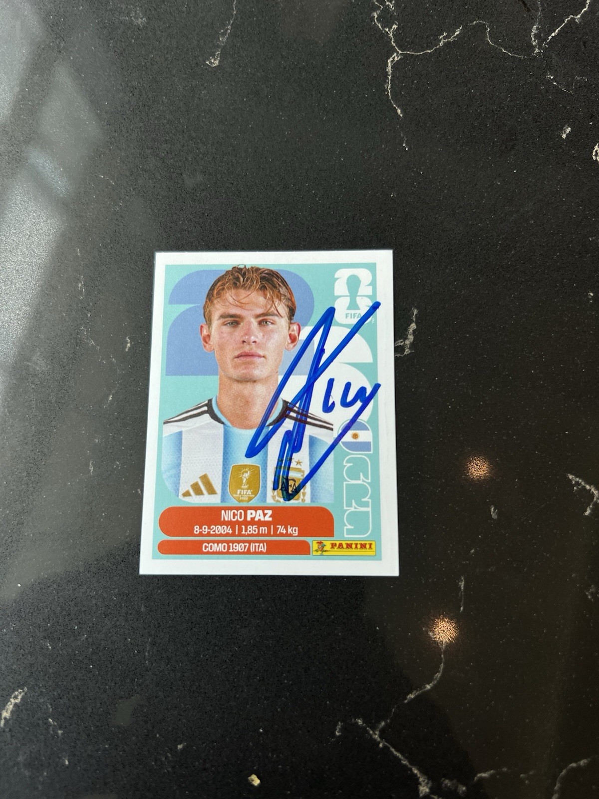 NICO PAZ Autograph Signed 2026 Panini FIFA World Cup Sticker #ARG14 Beckett COA