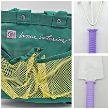 Home Interiors Garden Tool Set Green Storage Bag Purple Hand Tools Embroidered