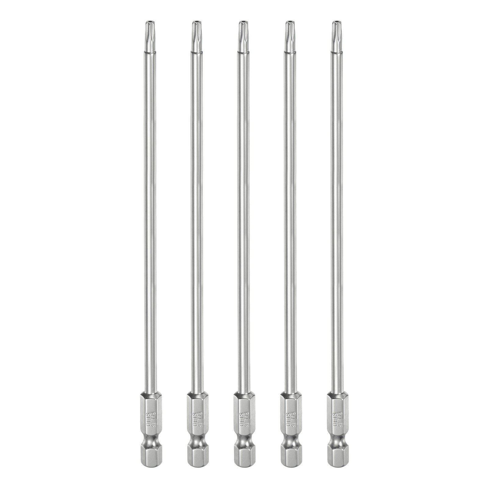 5pcs T15 Security Torx Bit 1/4 Hex Shank 6in Tamper Proof Star Bits