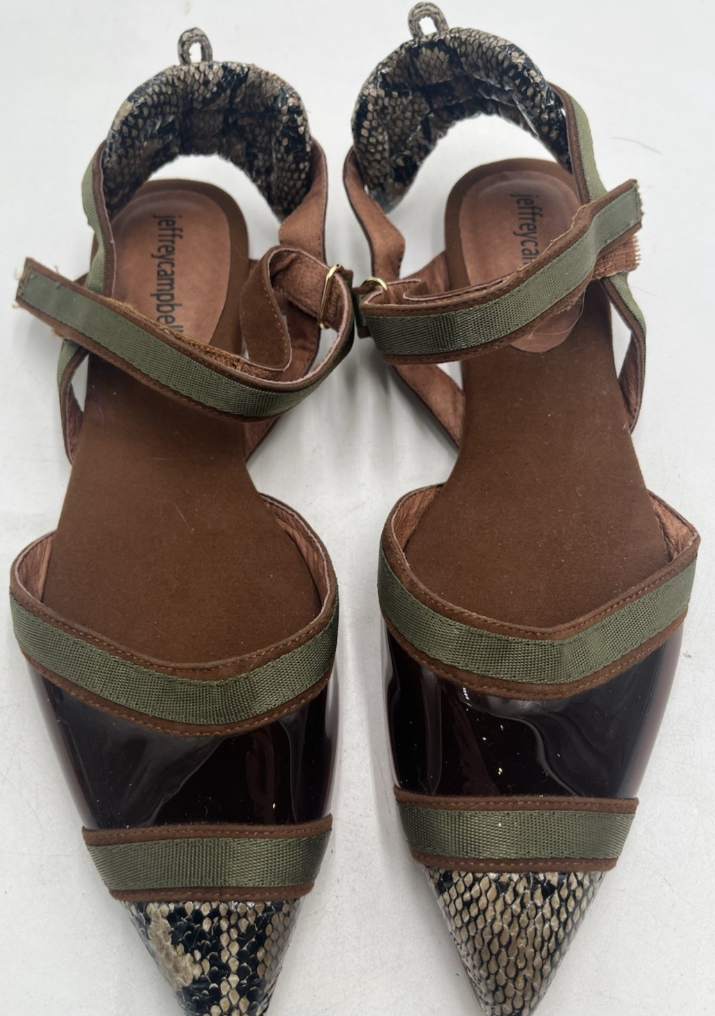 Jeffrey Campbell Enrich Python Pointed Toe Flats … - image 3