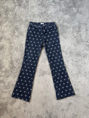 Moschino Jeans Bootcut Damen S dunkelblau Herzmuster Y2K Designer Denim