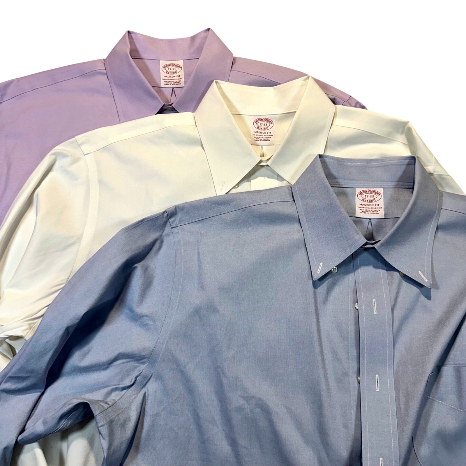 Brooks Brothers Dress Shirt Mens 17 33 Multicolor Madison Fit Non-Iron Bundle x3