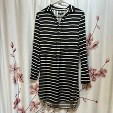 MADEWELL   Black with White Stripes Dress   100 Silk   Size XS
