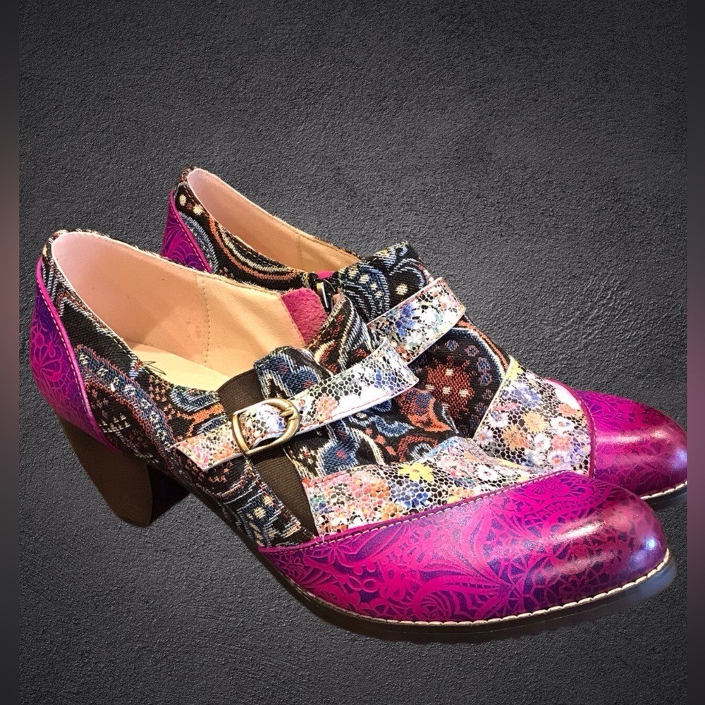 Socofy ankle boot leather patchwork tapestry size… - image 1