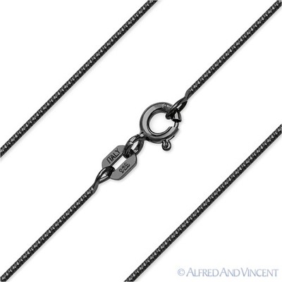 0.7mm Diamond-Cut Link Snake Chain Necklace .925 Sterling Silver & Black Rhodium