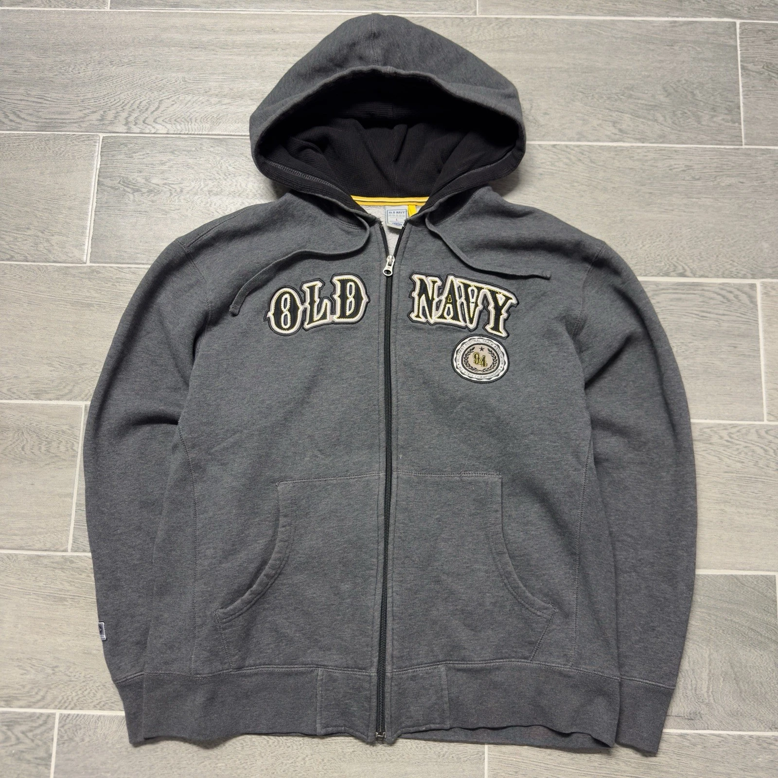 Y2K Old Navy 94 Full Zip Hoodie Thermal Lined Hood Large Grunge Skater
