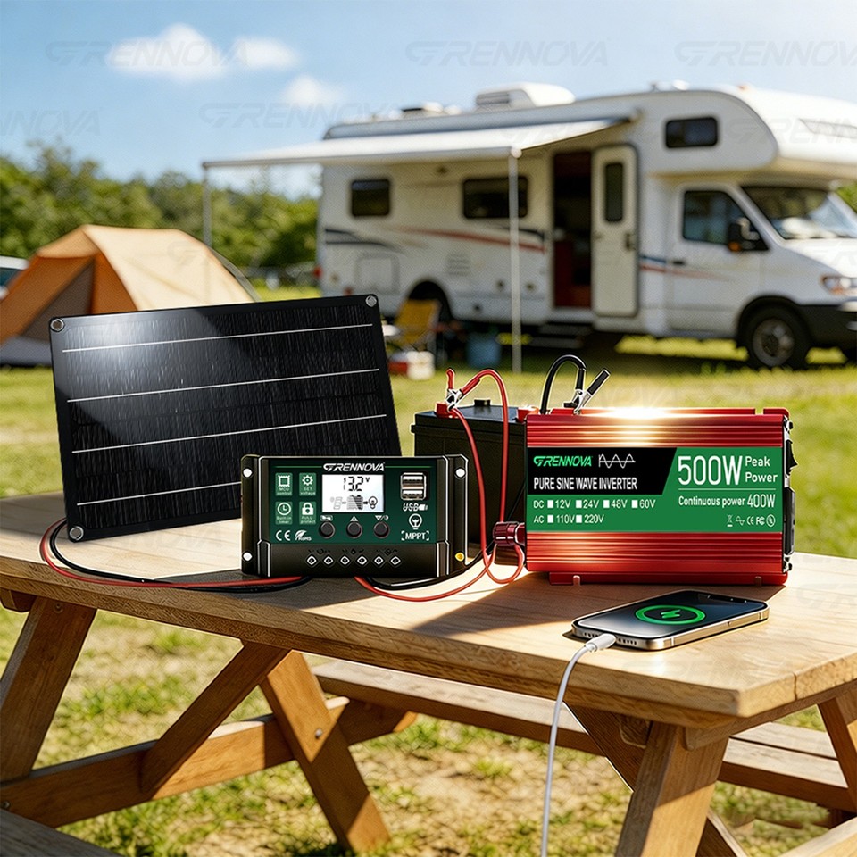 Grennova 500W Pure Sine Solar System 50W Panel 60A MPPT Dual Voltage ...