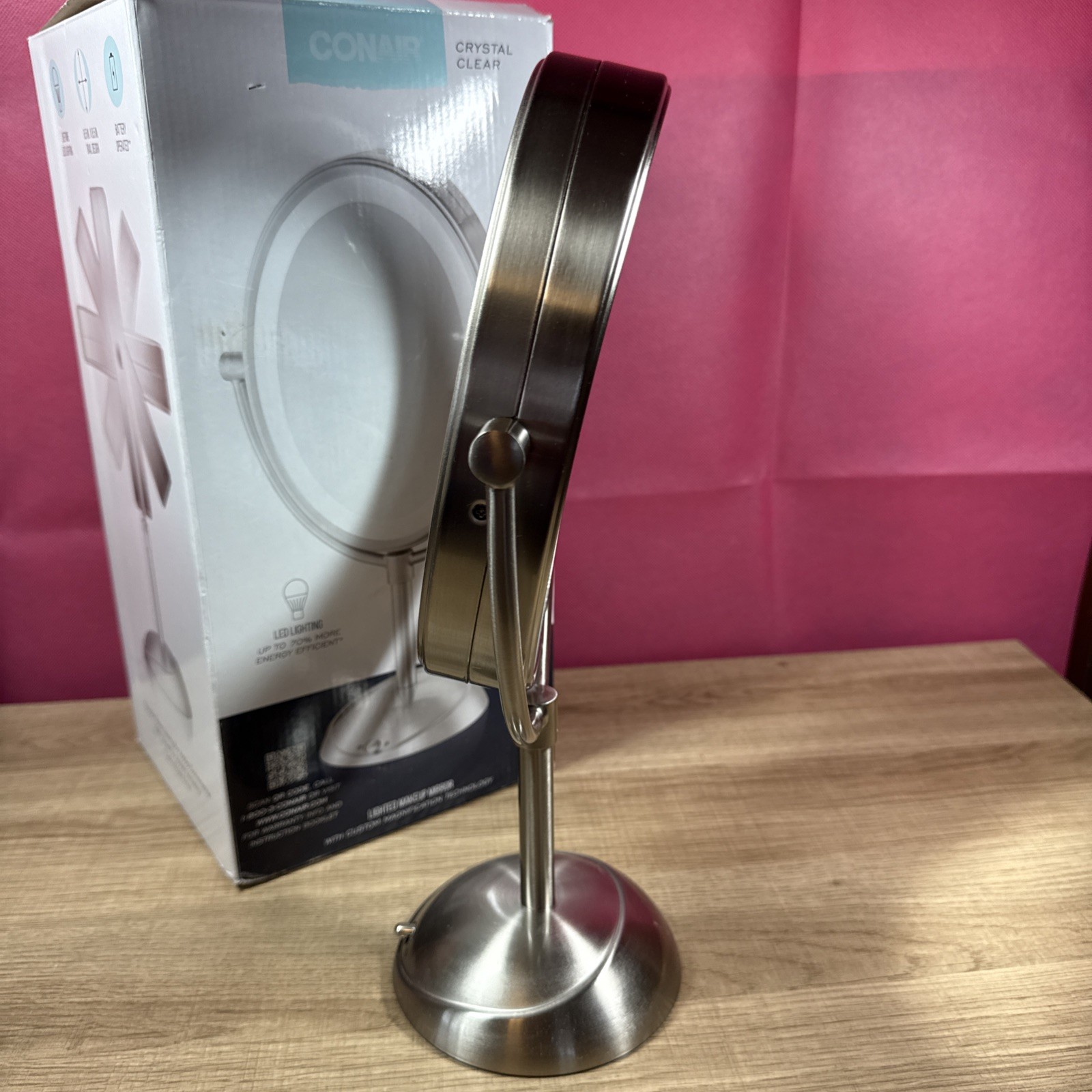 Conair Lighted Makeup Mirror LED 1X/7X Magnifying Double Side Open Box TESTED J1