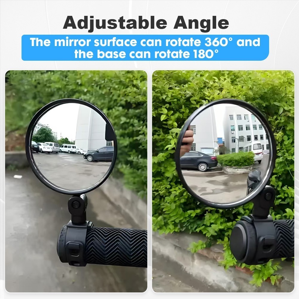 Ebike MTB Road Bike Rearview Mirror Bicycle Rear View Mirrors 360° Convex Side