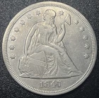 1847 Seated Liberty Silver Dollar $1 Nice Type Coin