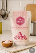 New SAVORY Pure Himalayan Pink Salt Fine Grain 2LB Pouch