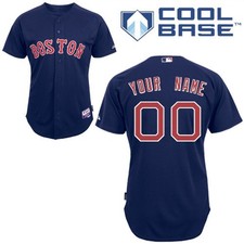 Custom Majestic MLB Boston Red Sox Classic Cool Base Full Stitched Blue Jersey