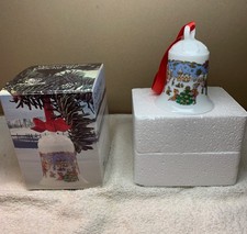 Hutschenreuther Christmas Bell 1987 "Small Town" Ole Winther Original Packaging with Ribbon