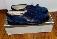 Vintage 80s Bally Siesta Hill Shoes Navy Blue w/ Original Box Size 8.5 Restored