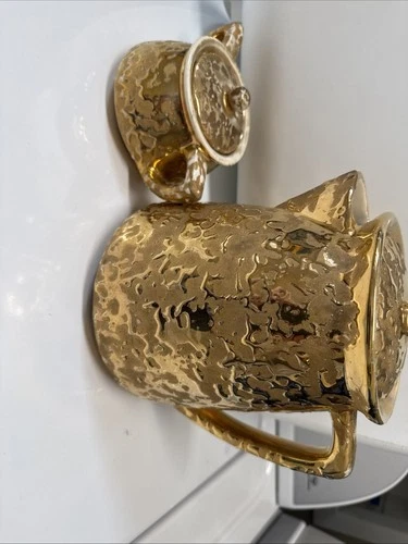 Mid Century Modern McCoy 24K Weeping Gold Teapot And Sugar Bowl