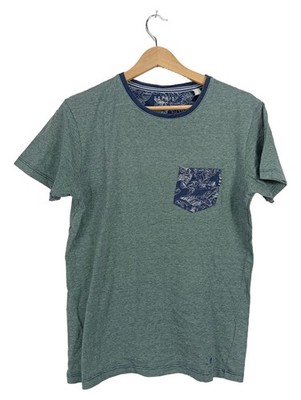Esprit Herren T-Shirt Gr. S Grün Brusttasche Tropical Print Baumwolle