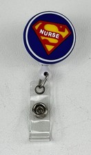Super Nurse RN Badge Holder Reel Retractable Clip On Accessible ID Card Holder