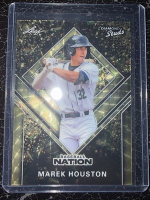 2026 LEAF! #1/1! GOLD/BLACK! CASE HIT! DIAMOND STUDS! MAREK HOUSTON! RARE!