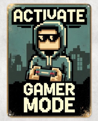 Gamer-Modus aktivieren Gaming Metall Poster Wand Blechschild Männerhöhle Schuppen Haus Plakette