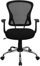 Alfred Mid-Back Black Mesh Office Chair with Chrome Base and Arms