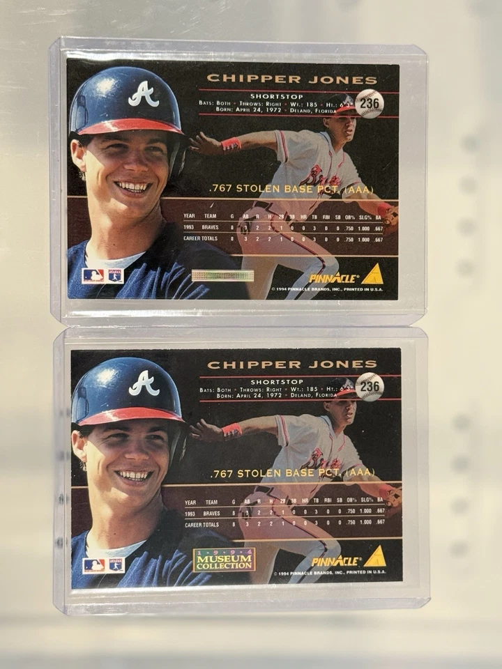 1994 Pinnacle Чиппер Джонс No236 музейная коллекция и базовые карточки дебютантов (2) - Изображение 2 из 2