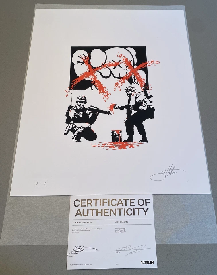 Art In Action KAWS x Jeff Gillette Art Print Signed COA X/10 PP Printer Proof - Image 2 of 4