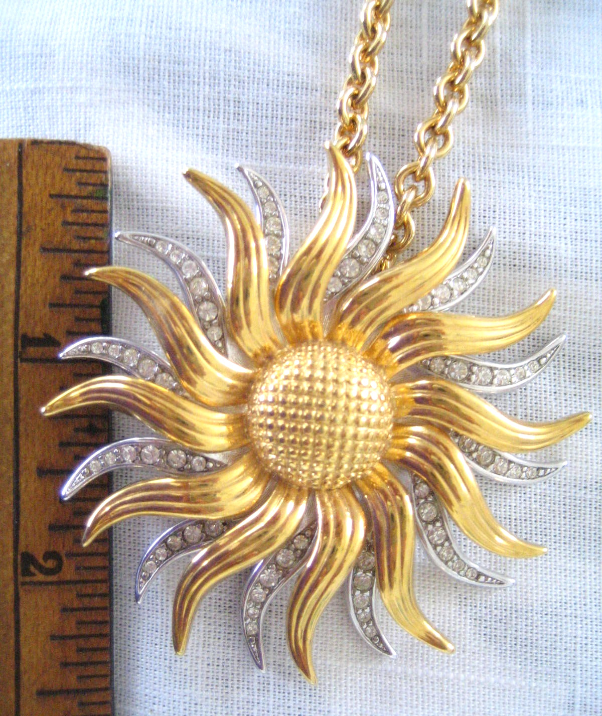 KJL Kenneth Jay Lane Gold Rhinestone Sunflower Su… - image 3