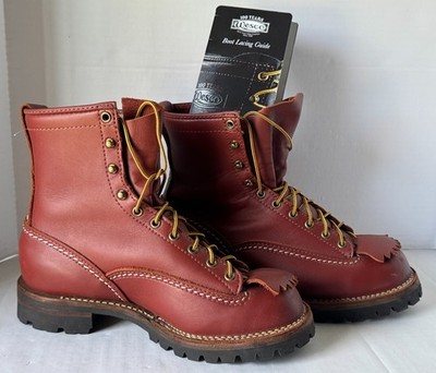 Wesco Jobmaster Boots 10.5 Red Brown Leather Lace Up Logger Vibram Sole SEE PICS