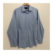 M S Collection Slim Blue Long Sleeve Shirt 16  Collar 42 Uk Eur 32 Length Cotton