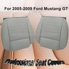 Both Side Bottom Perf Leather Seat Cover Gray For 2005-2009 Ford Mustang GT