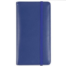 PU Leather Checkbook Cover for Register Duplicate Deep Blue Simple Style