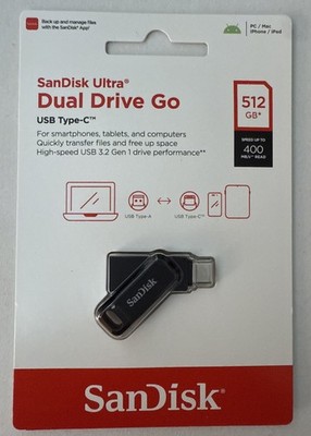 SanDisk Ultra 512GB Dual Drive Go USB Type-C Flash Drive (SDDDC3-512G-AW46) NEW!