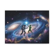 Humans vs Aliens Space Art – Sci-Fi Canvas Wall Decor & Galaxy Print