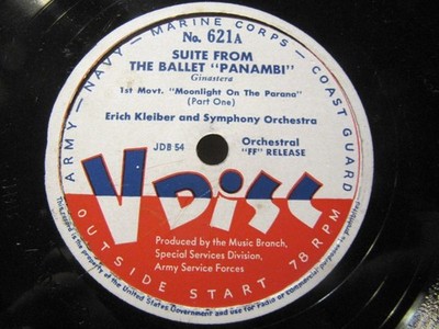 V DISC 621 Erich Kleiber live Argentine ALBERTO GINASTERA PANAMBI SUITE Radio