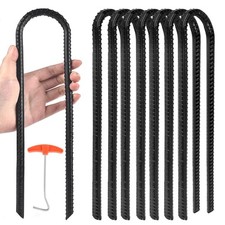 Trampoline Ground Wind Stakes Anchors High Wind Heavy Duty, 8 Pack 12 Inch U-...