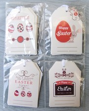 24 NOSTALGISCHE GESCHENKANHÄNGER FÜR OSTERN AUS KARTON MIT KORDEL - 6 x 9 cm